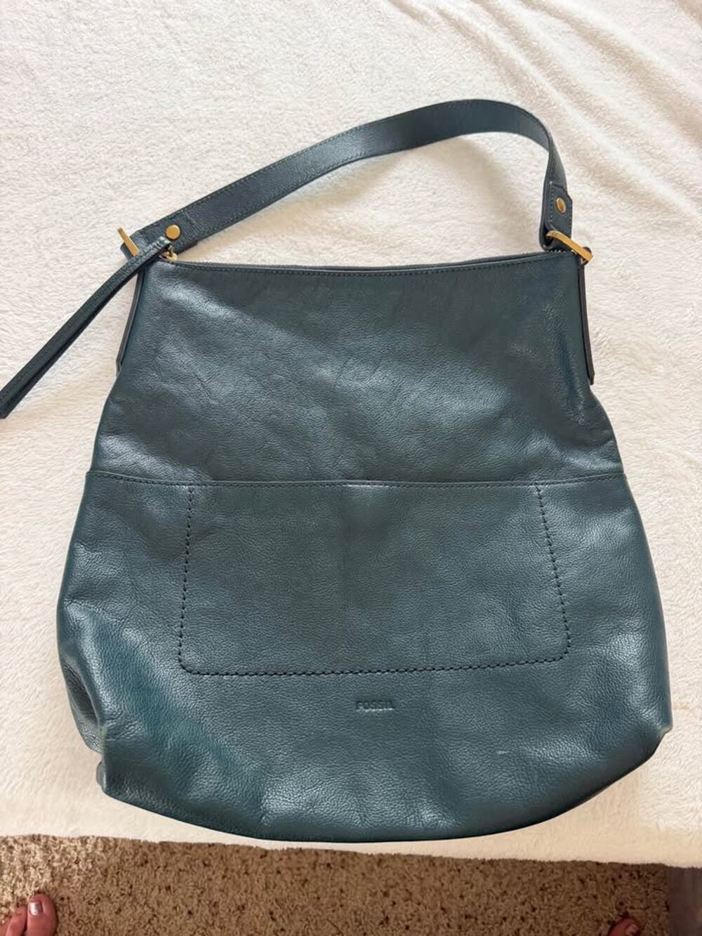 Fossil Dark Teal Leather Shoulder Bag